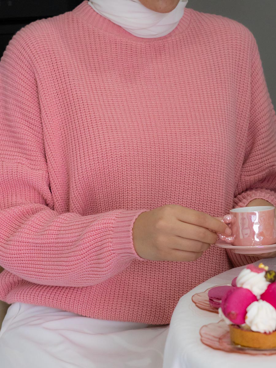 Pull tricot Rose Adulte